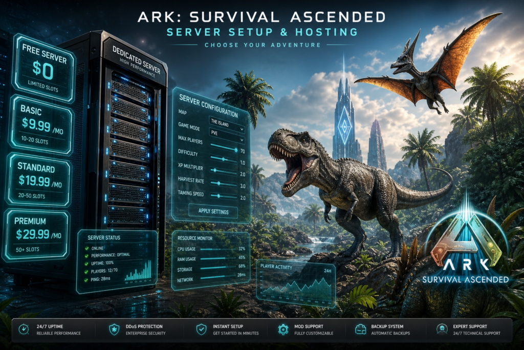 ARK ASA（Survival Ascended）サーバーの料金と無料で立てる方法