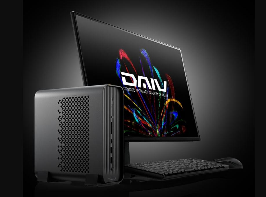 DAIV CX-A9A60 本体とモニターを左側から見た外観